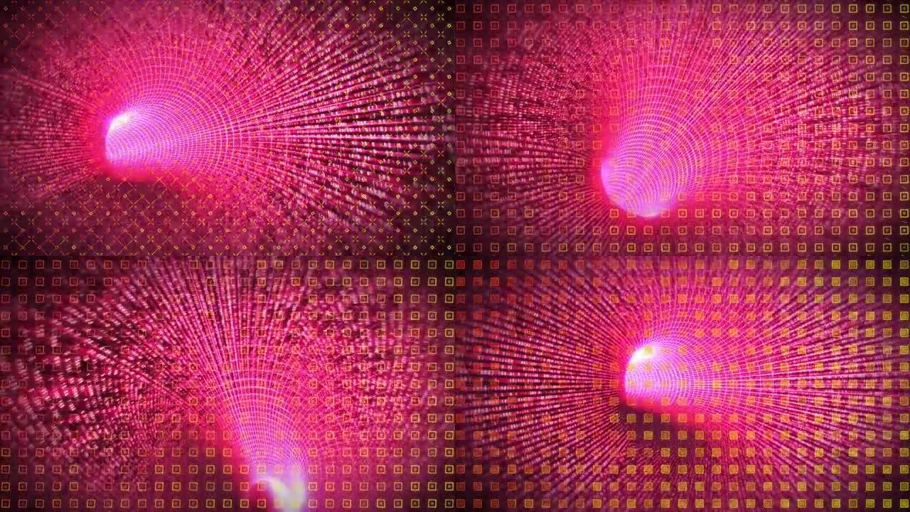 粉红色灯光制作的隧道动画