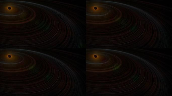 土星。科幻宇宙技术未来HUD背景。土星的圆形椭圆环。红色