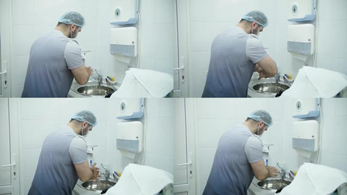 医生在手术前洗手