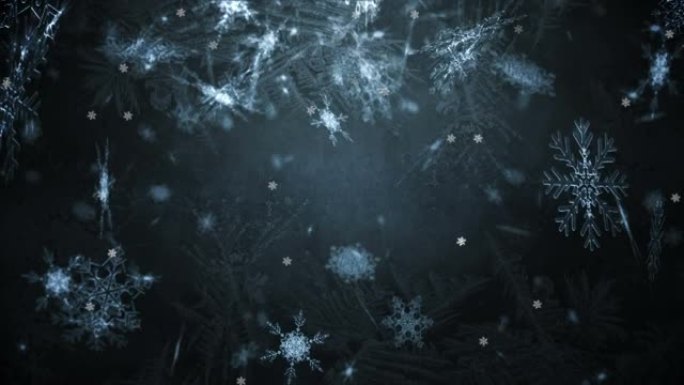 雪花落在深蓝色背景上的动画