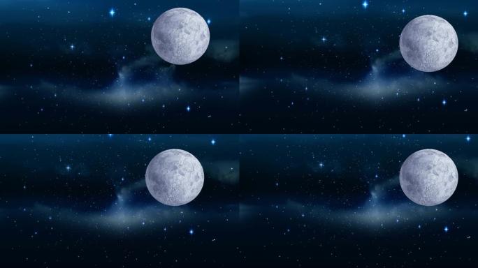 夜空中的满月和星星的动画