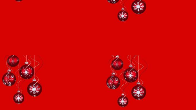 红色背景上的圣诞节小玩意动画