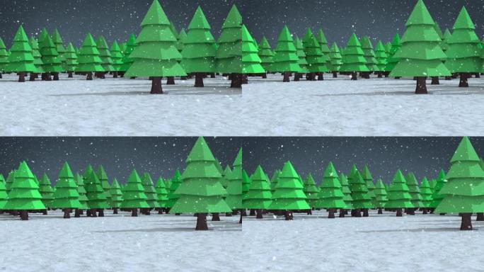 冷杉树在冬季景观中的动画