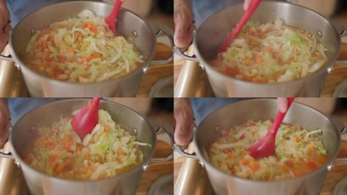 在家庭厨房制作蔬菜汤