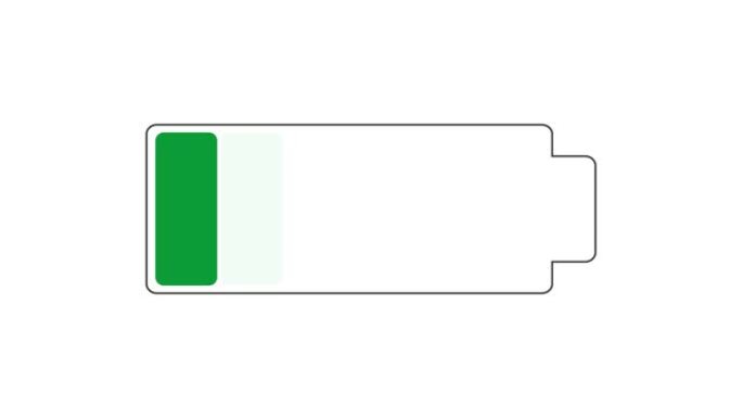白色背景上的电池充电。动画