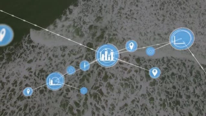 海景图标连接网络动画