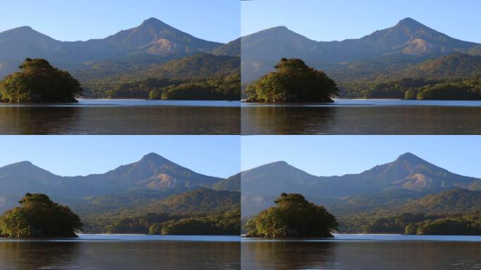 平静的波浪湖和万代山