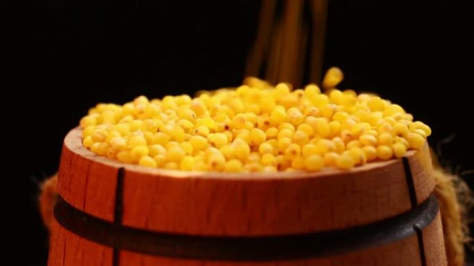 桶中的黄色小麦