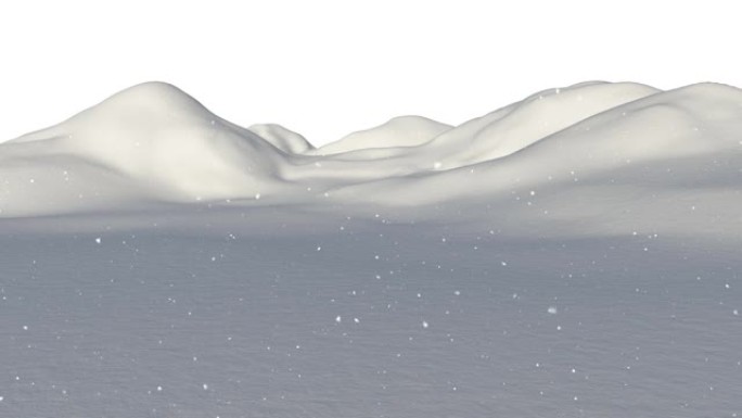 白色背景下冬季降雪的数字动画