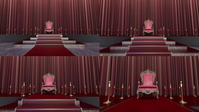 红地毯节日场景动画与皇家扶手椅在最后。特别专属贵宾服务红地毯，