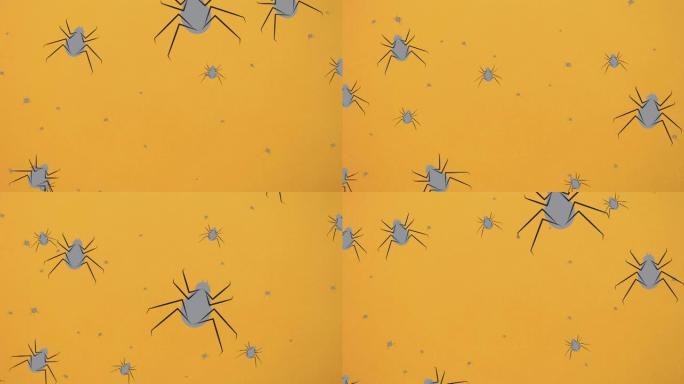 橙色背景下坠落蜘蛛的动画