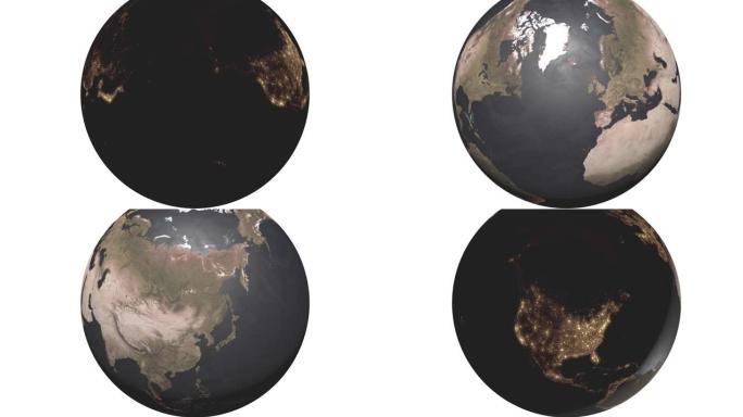 地球白色背景空间3DCG数字动画运动图形
