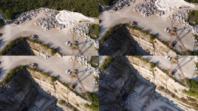 大理石采石场的高角度视图