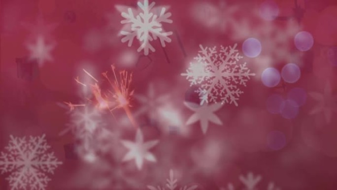 烟花和灯光下的雪的动画