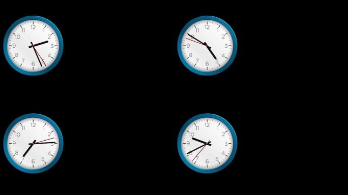 时钟-挂钟-最小抽象运动3d渲染时钟时间概念时间流逝小时-时钟时间流逝可循环-12小时延时-时钟时间