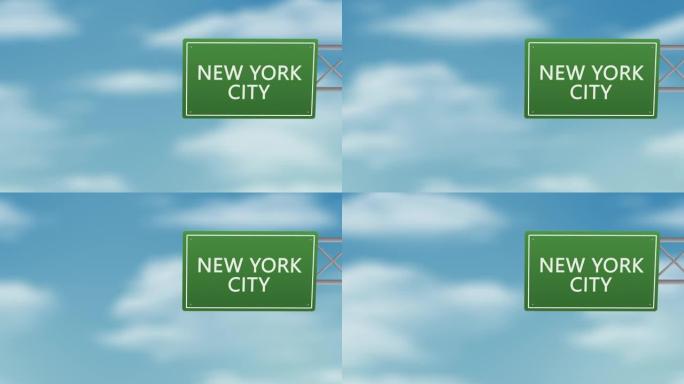 纽约市在多云的天空上签字-Stok视频
