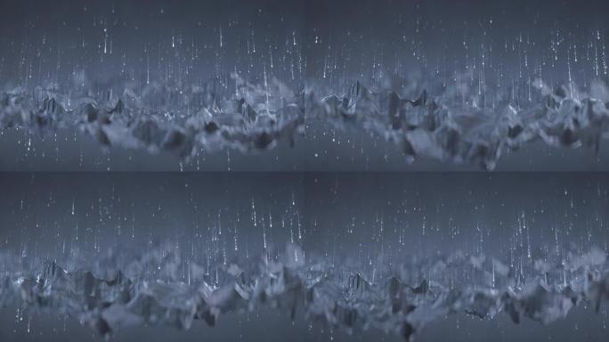 灰色多边形形状和流无缝循环3D渲染动画