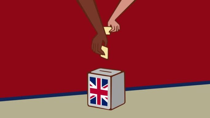 投票-近距离的手投和插入投票和选择和作出决定，他想在投票箱-英国