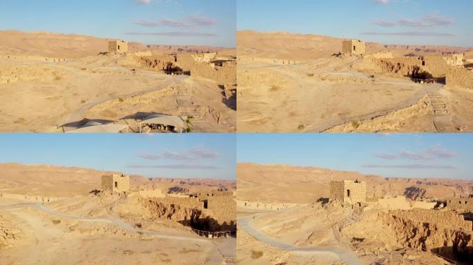 Masada古代防御工事上的航拍镜头