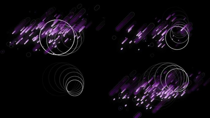 在黑色背景上的紫色光迹上旋转白色数据加载环的动画