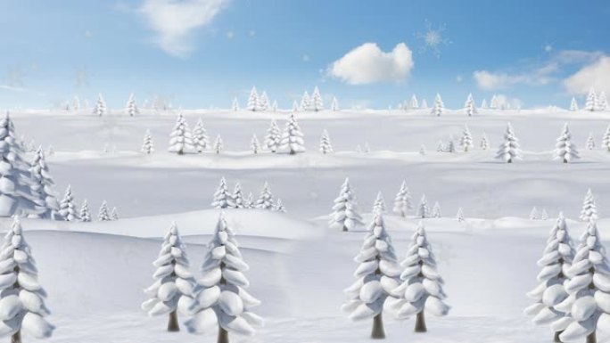 冬季景观上积雪的动画