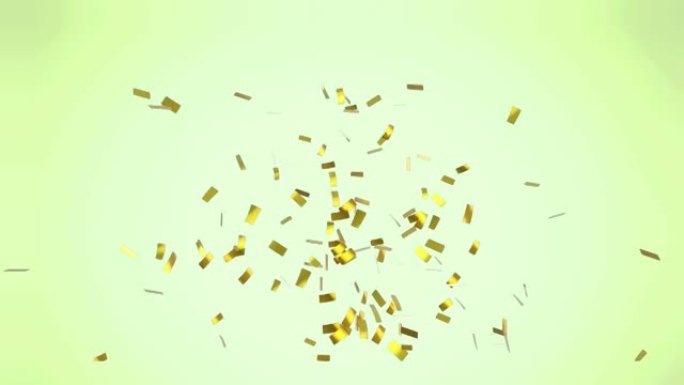 金色五彩纸屑落在黄色背景上的动画