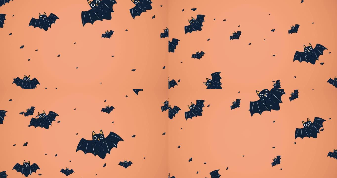 粉红背景下坠落蝙蝠的动画