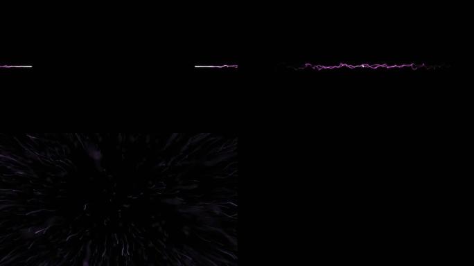 黑色背景下紫色光迹爆炸的数字动画
