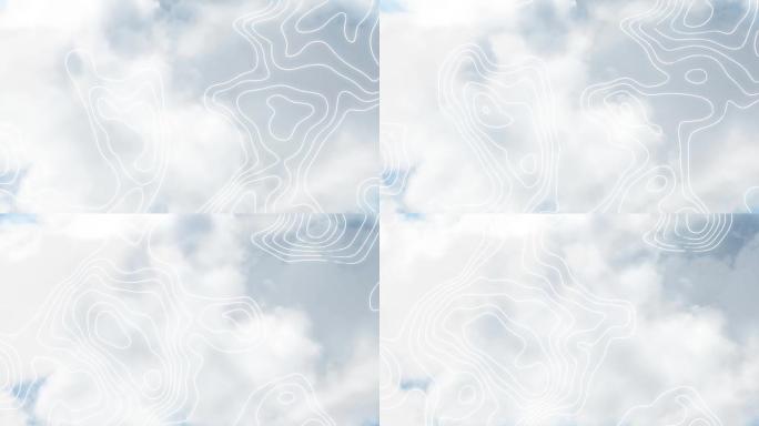 在多云的天空上移动线条的动画