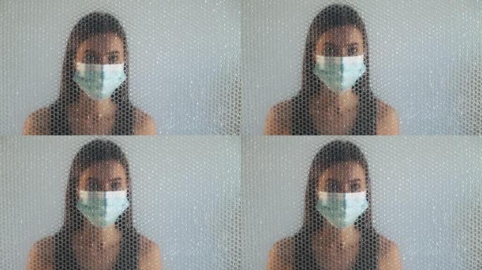 检疫隔离新型冠状病毒肺炎锁定女人面具