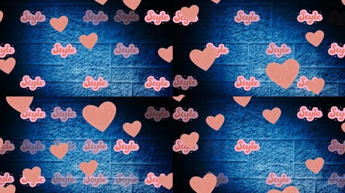蓝色背景上粉红色字母的样式文本动画