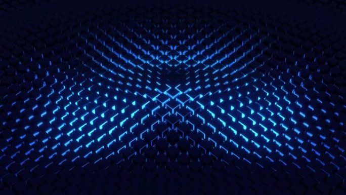 蓝光照射的立方表面。