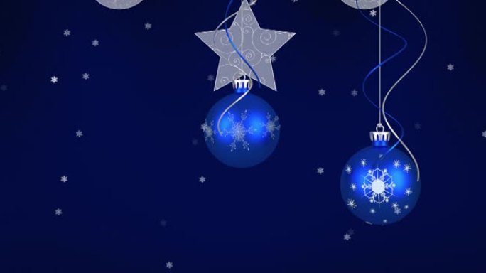 深蓝色背景上的小玩意，星星和雪的动画