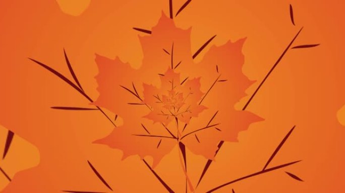 在无缝循环上移动的秋天橙叶动画