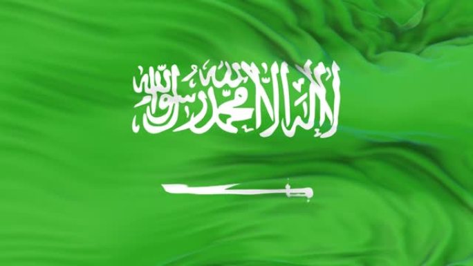 ksa旗正在挥舞3D动画。沙特阿拉伯的国旗在风中飘扬。沙特国旗。ksa无缝循环动画的符号。