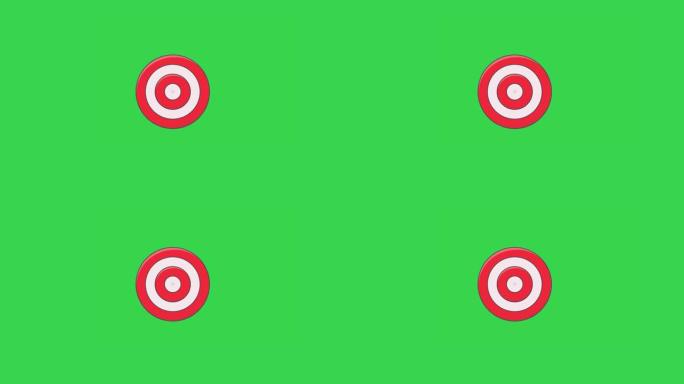 目标和箭头图标隔离在绿色背景上。4K
