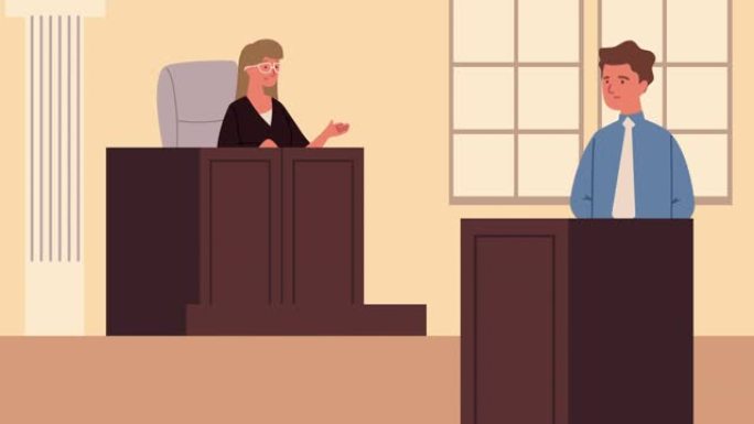 女法官和律师正义动画