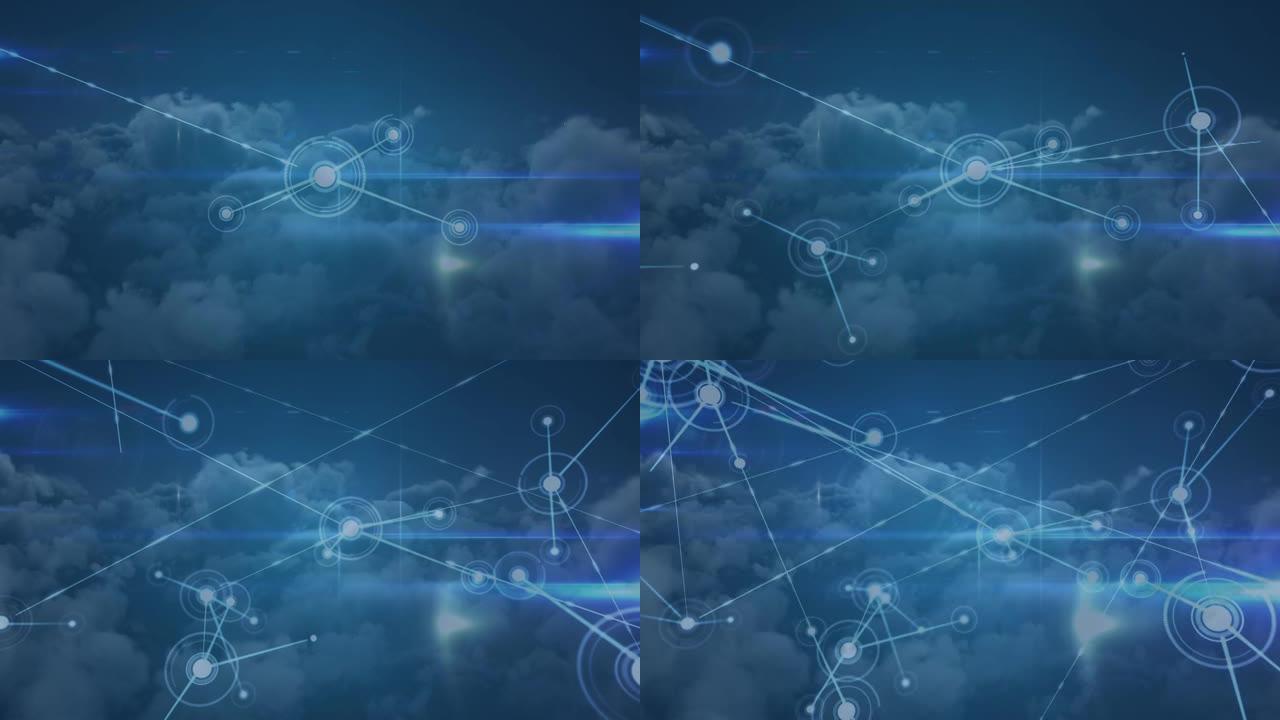 背景中云上连接网络的动画