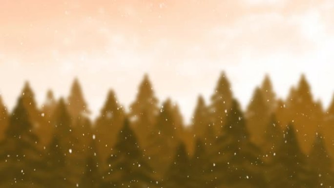 黄色的杉木上的雪的动画