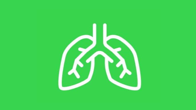 绿屏上的肺线图标运动图形动画。