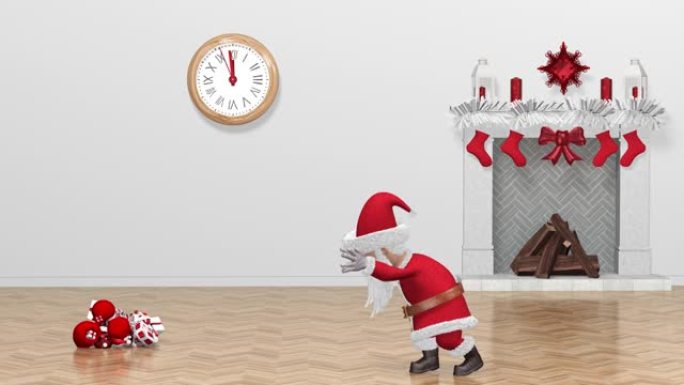 圣诞动画。圣诞老人在施魔法。礼物的圣诞树出现了。圣诞快乐，新年快乐2022动画。