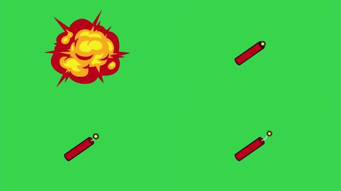 爆炸卡通炸弹和炸弹爆炸动画。阿尔法频道。