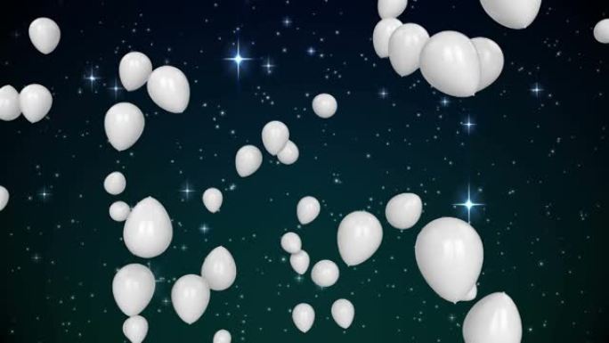 白色气球飞过星星的动画