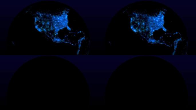 地球照明城市灯光闪烁空间3DCG运动图形