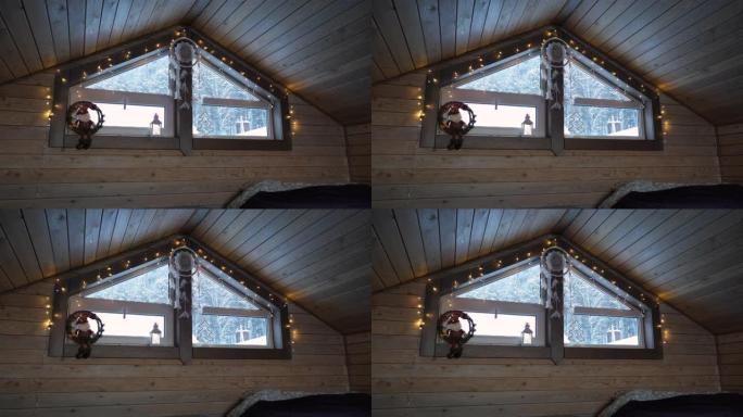 斯堪的纳维亚卧室的圣诞节内部