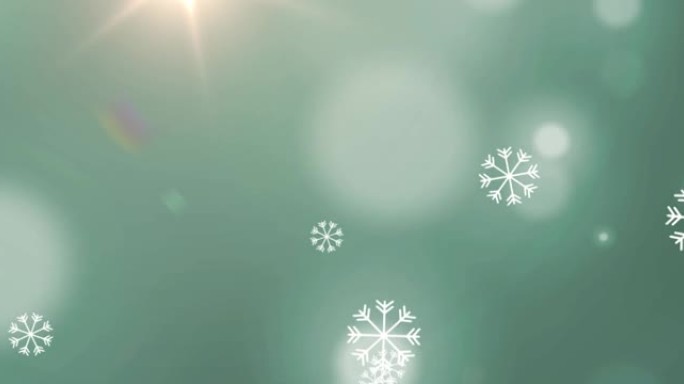 灰色背景上的降雪和发光斑点的动画