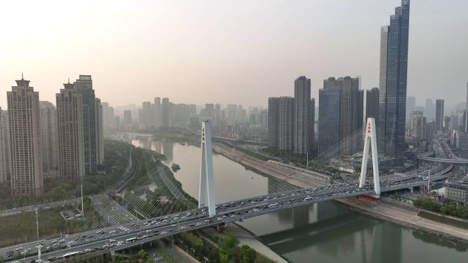 武汉月湖桥4K延时摄影航拍
