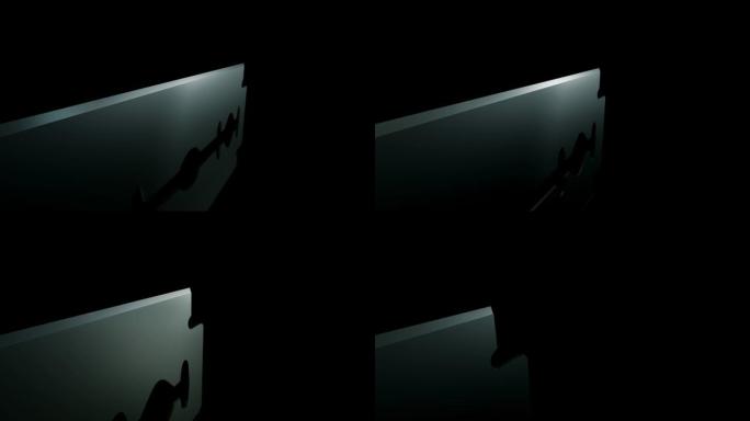 黑色Bsckground上的3D传统剃刀刀片