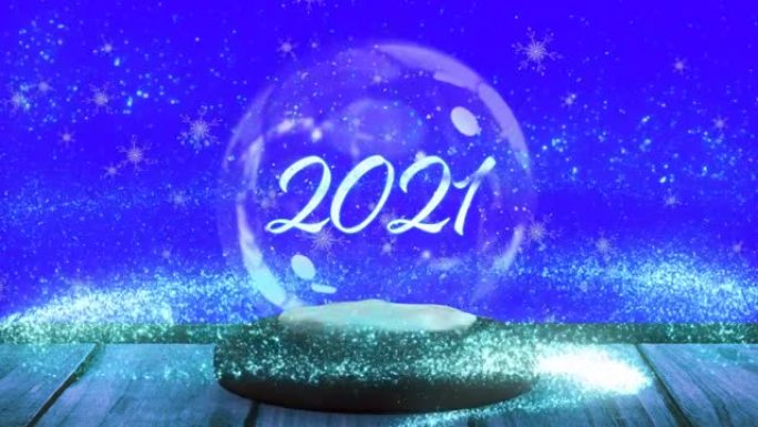 动画2021年在雪球中与流星和雪落下