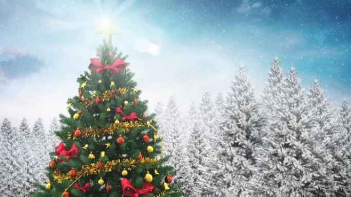 冬季风景的圣诞树动画
